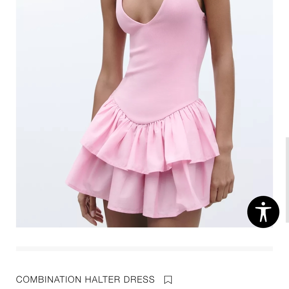 Zara Light Pink Flared Mini Dress - Picture 2 of 10